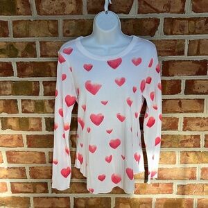 Chasor Heart Pattern valentine Long Sleeve Top. Small